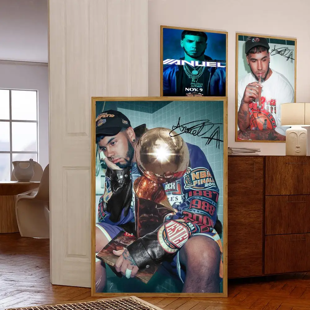 Hip Hop Rapper Anuel AA Self-adhesive Art Poster Waterproof Paper Sticker Coffee House Bar Posters Wall Stickers