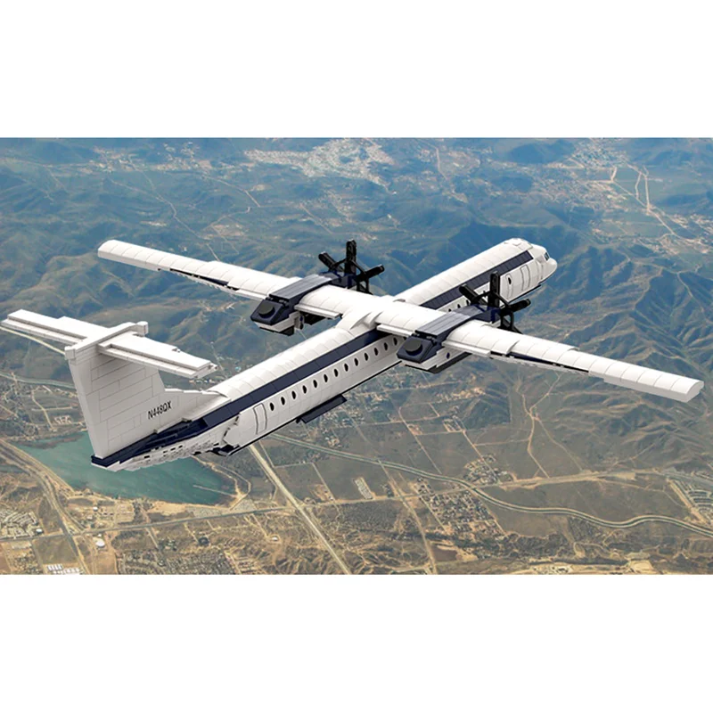 Raumschiff Moc Bausteine Modular Dash 8 Q400 Kommerzielle Flugzeug Technologie Blöcke Weihnachten DIY Spielzeug Bau Geschenke