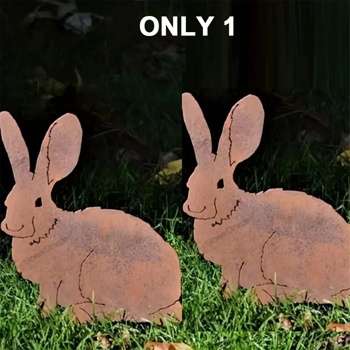 Palo da giardino conigli in metallo rustico A64K - Silhouette di coniglietto arrugginito, arte da giardino all'aperto per l'arredamento della fattoria, perfetto per la Pasqua