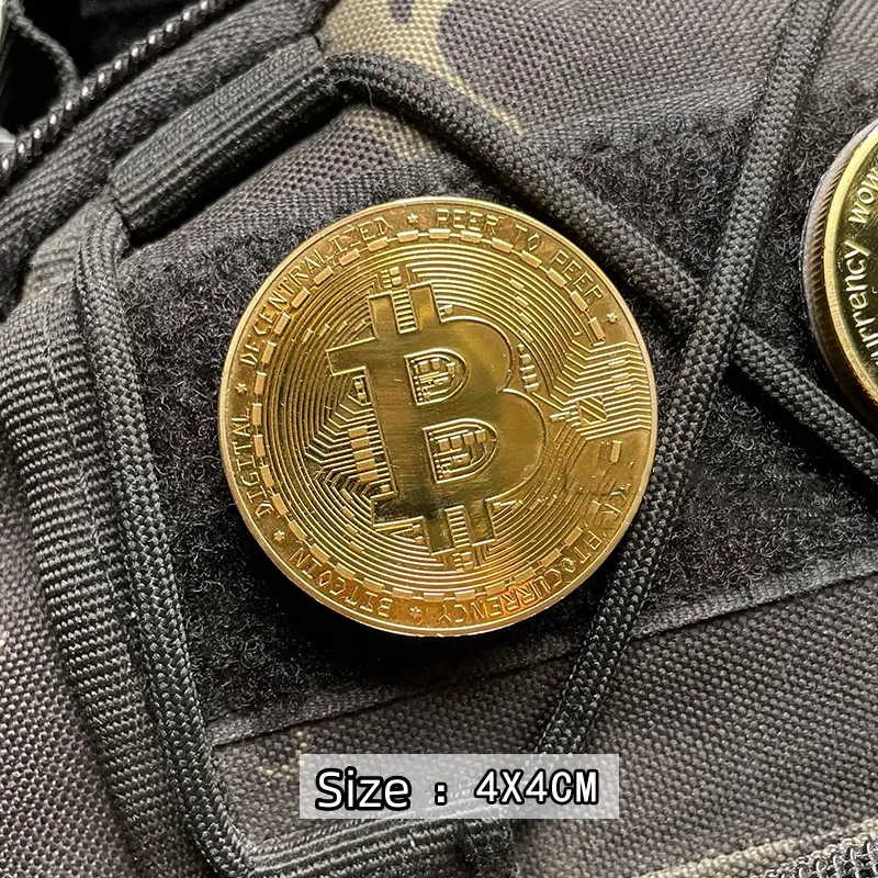 Dogecoin Circular Metal Patches BTC Tactical Badge Retro DIY Decal for Clothing and Backpack Accessory Loop and Hook