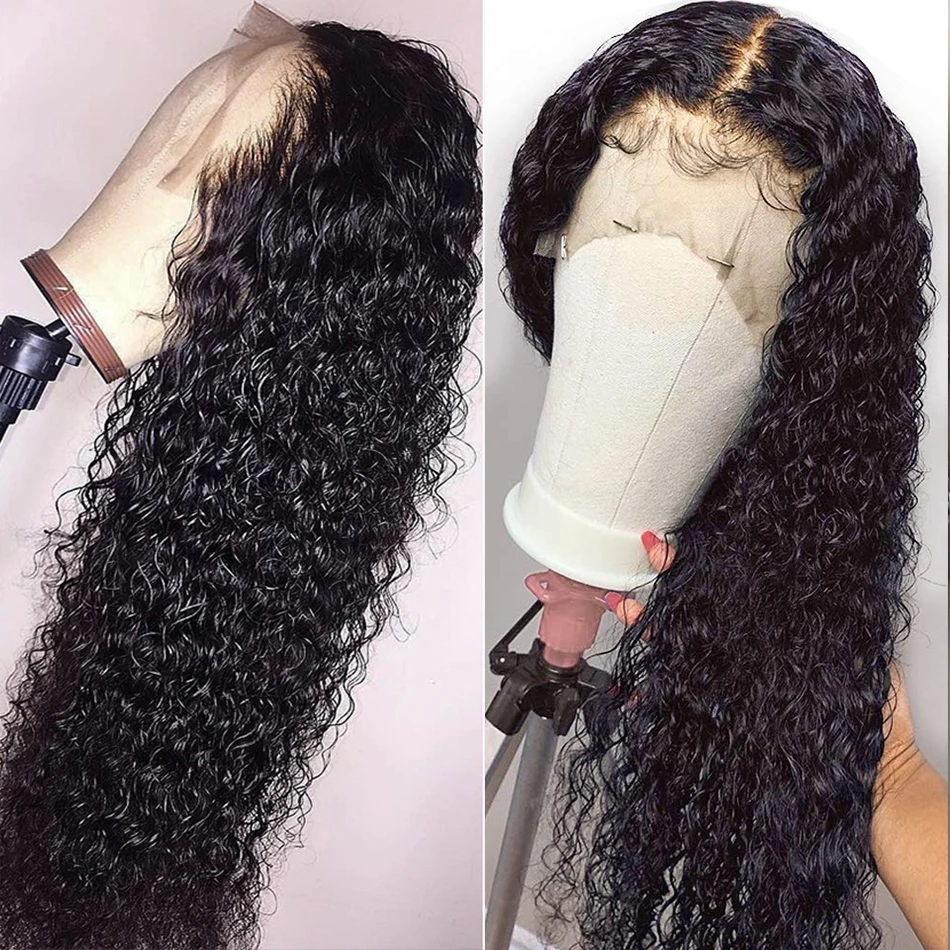 30 inch Brazilian Water Wave Lace Front Human Hair Wigs 13x4 Kinky Curly Closure Wig For Women PrePlucked Hairline Perruque