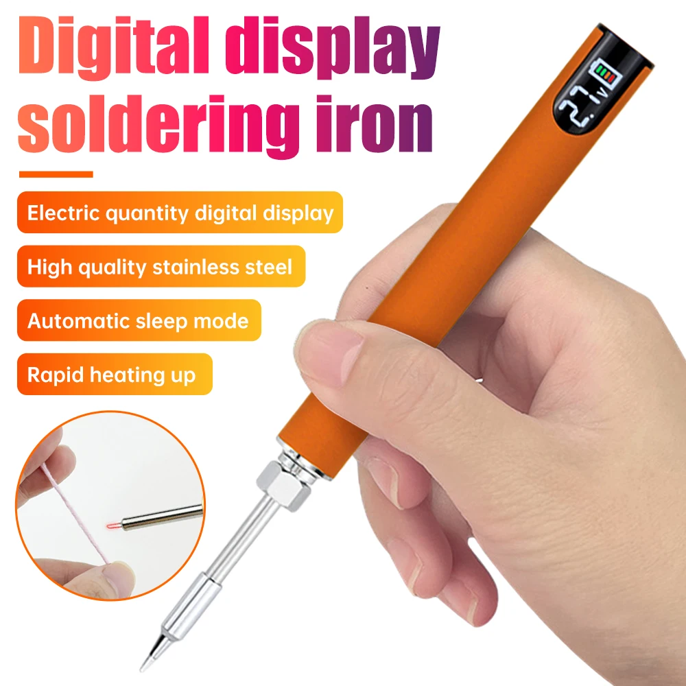 

10W USB Digital Electric Soldering Iron Burning Pen Led Battery Display Screen Three-Speed Voltage 510 Connector Welding Tools