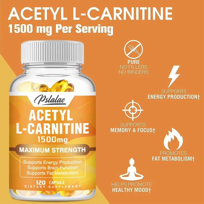 Natuurlijke Acetyl-L-Carnitine Capsules 1,500 Mg-Natuurlijke Energie Opwekking, Sportvoedingssupplement