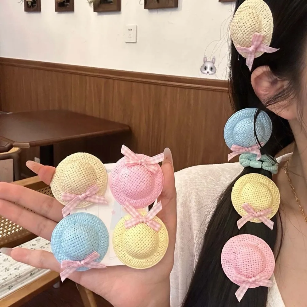 

Creative Hair Clips Summer Cute Woven Straw Hat Hairpin for Baby Girl Sweet Kid Barrettes Fashion Hair Accessories Kids Headwear