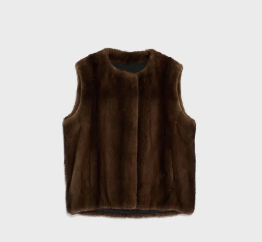 سترة فرو المنك الحقيقي للسيدات لدفء الشتاء والأزياء