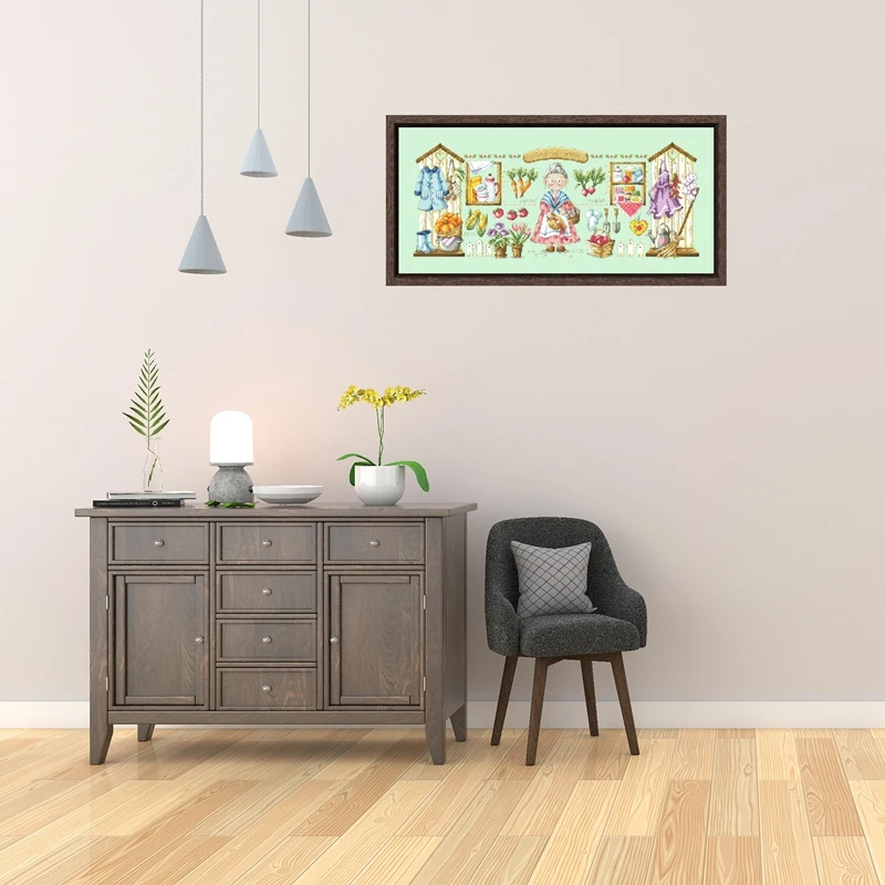 

Набор для вышивки крестом «Бабушка» в саду, хлопковая нить, 18 карат, 14 карат, 11 карат, светло-зеленый, холст, вышивка, сделай сам