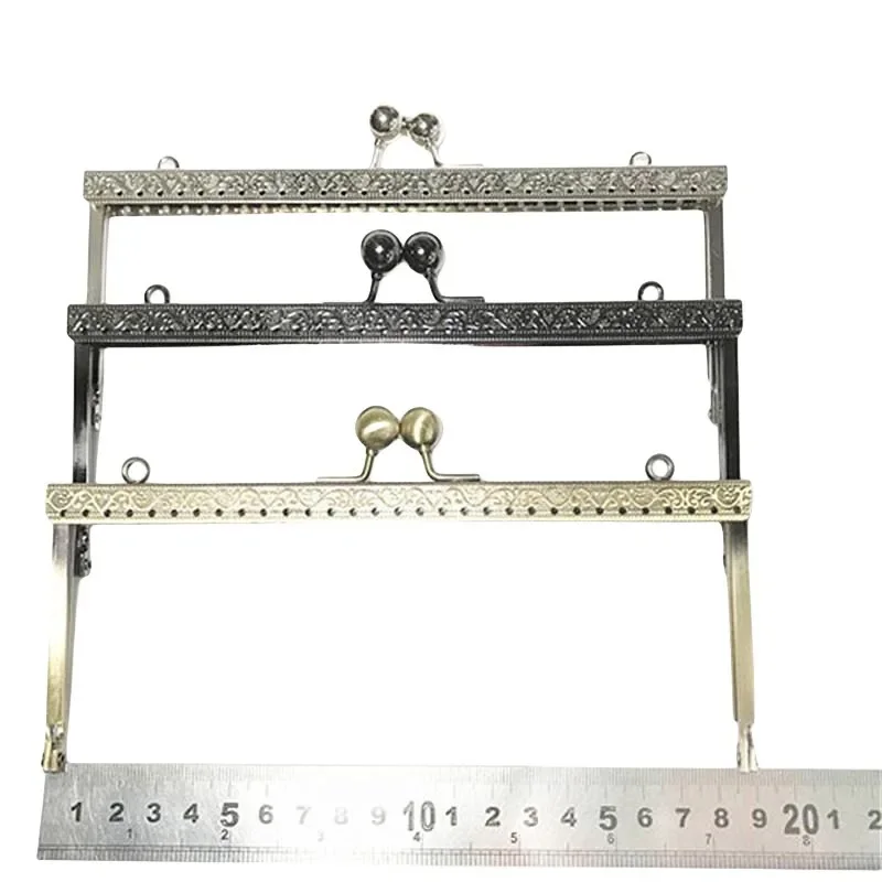 10PCS 19cm Metal Bag Handles HandBag Square Embossed Frame Purse Wallet Closure Kiss Clasp Sewing Brackets Replace Accessories