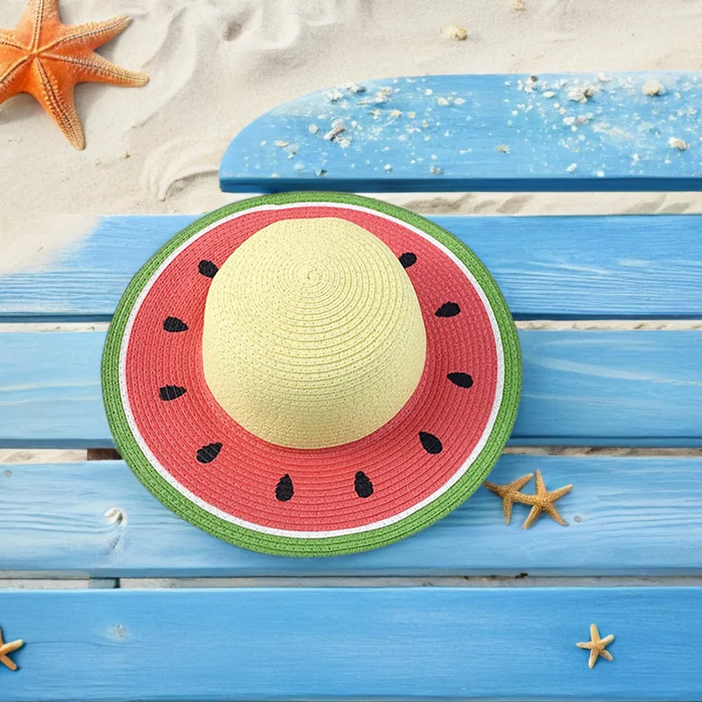 Kids Straw Sun Hat with Wide Brim, Breathable & Foldable UV Protection for Summer Beach and Outdoor Activities view 3