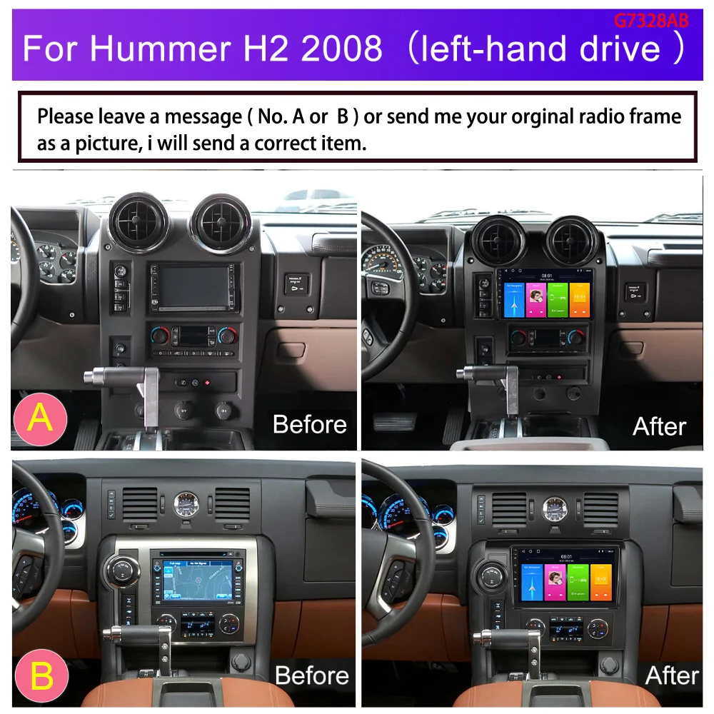 Android  Auto car radio wireless Bluetooth Carpaly GPS Navigation+AHD rear view camera for Hummer H2 Cadillac Seville 2002-2009