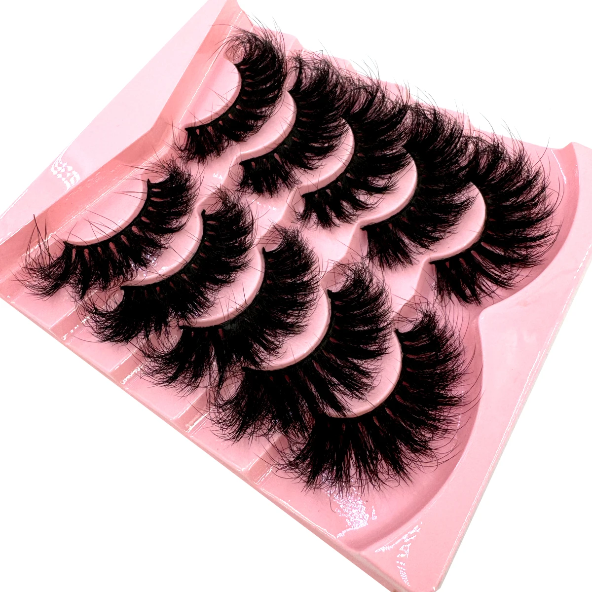 Novo 5 pares 25mm 3d vison cílios em massa falso volume dramático cílios finos naturais vison cílios pacote longo atacado cílios postiços