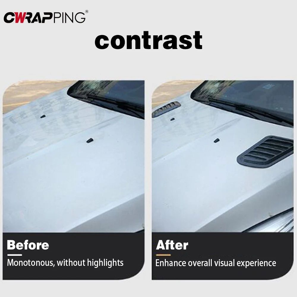 2PCS Car Tuning Hood Universal Carbon Fiber Air Flow Intake Decoration Hood Scoop Bonnet Vent Cover Stickers for Car Accessories
