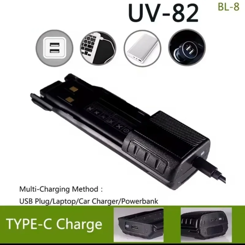 New BL-8 7.4V 2800/3800mAh Rechargeable Li-ion Battery For Baofeng UV-82WX UV-8D UV-82HP UV-82 Walkie Talkie Type-C Charge