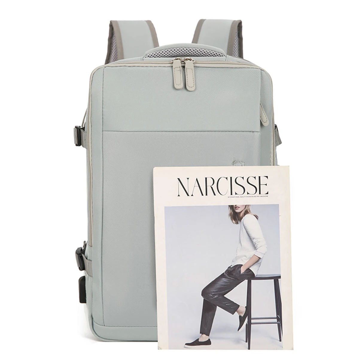 حقيبة ظهر للسفر قابلة للتوسيع - حقيبة كمبيوتر محمول أكسفورد متعددة الجيوب مع حجرة مخصصة وسحابات وصول مزدوجة للتنقل