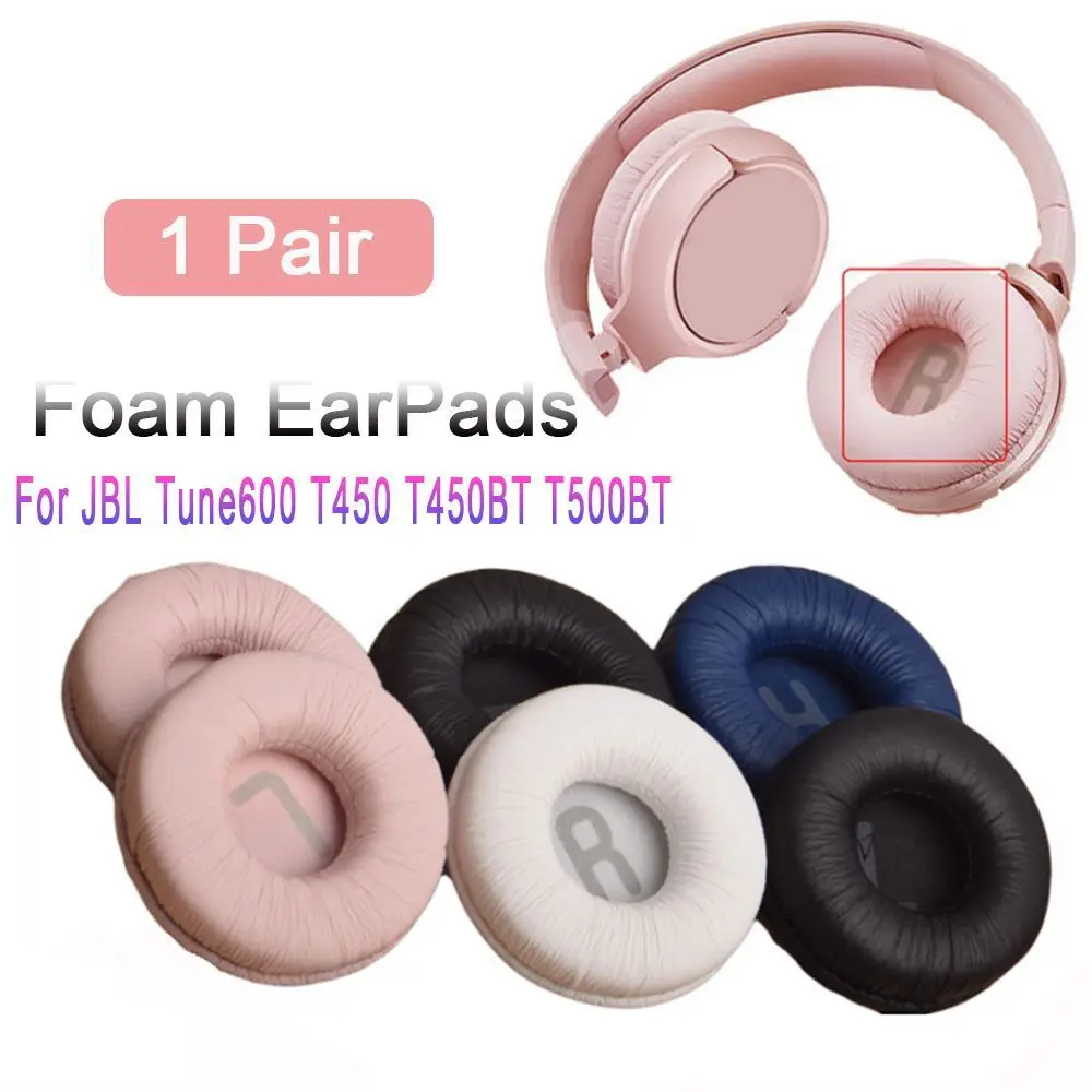 1 Pair Protein Leather Headphone Foam Replacement Cushion Cover Headband Ear Pads For JBL Tune600 T450 T450BT T500BT JR300BT