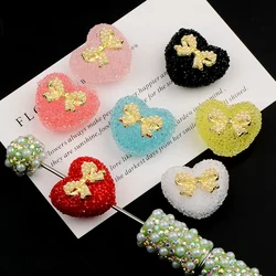 4pcs Mixed Big Heart with Bow Acrylic Beads Candy Colors Loose Beads for Jewelry Making DIY Beadable Pens, Keychains, Jewelry