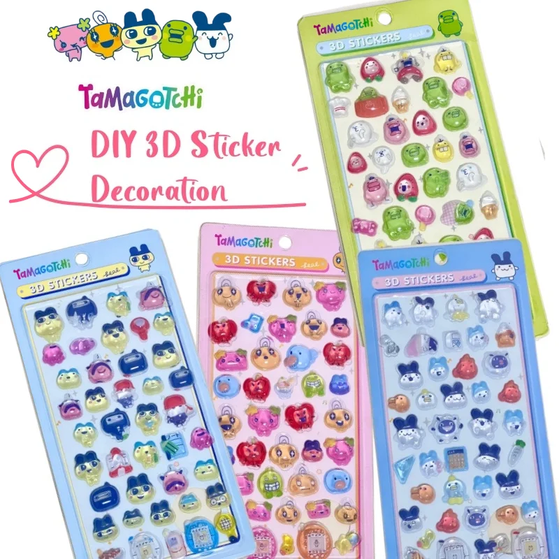 Novos Adesivos 3D em Relevo Tamagotchi Kuchipatchi Mametchi Criativos Personalizados para Decoração de Cadernos e Desenhos Animados - Atacado