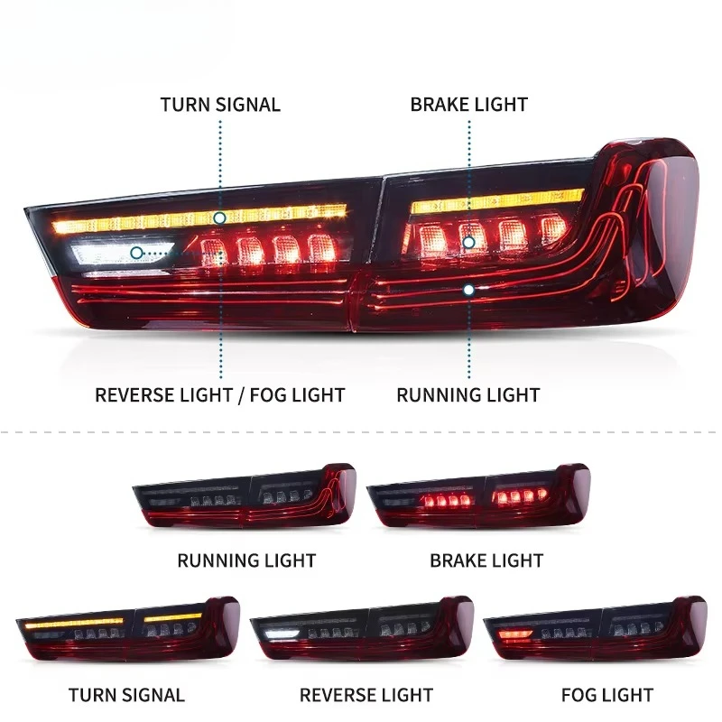 Taillights Sequential Smoked LED Laser CSL Style Rear Tail Lights for BMW G20 LCI 3 Series G80 M3 320i 330i M340i