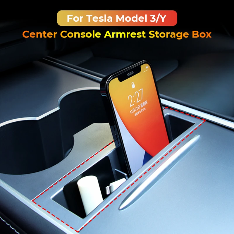 Per Tesla Model Y 3 2023 Console centrale bracciolo scatola di immagazzinaggio chiave di carta telefono cavo di ricarica Organizer stivaggio