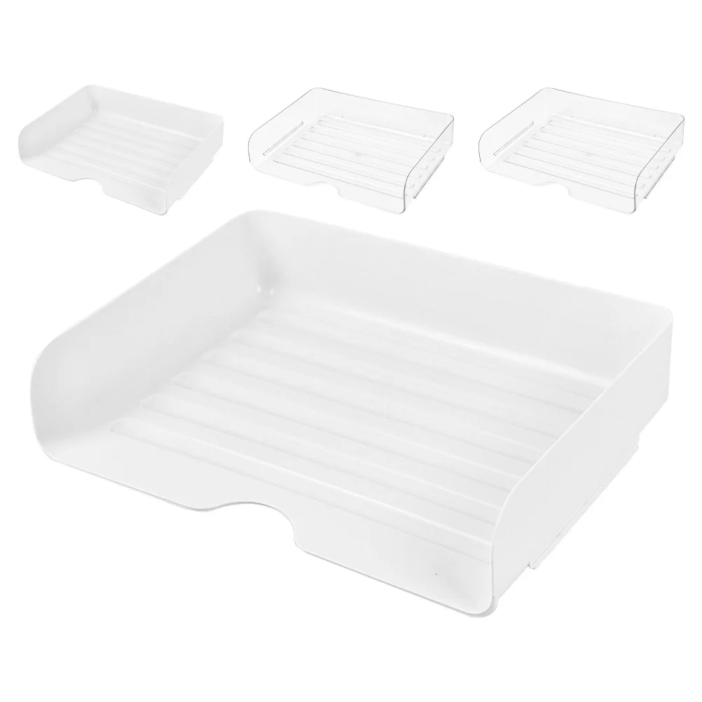 

4Pcs File Organizer for Desk Clear Stackable Document Tray Desktop Office Paper Holder Stationery Storage Rack