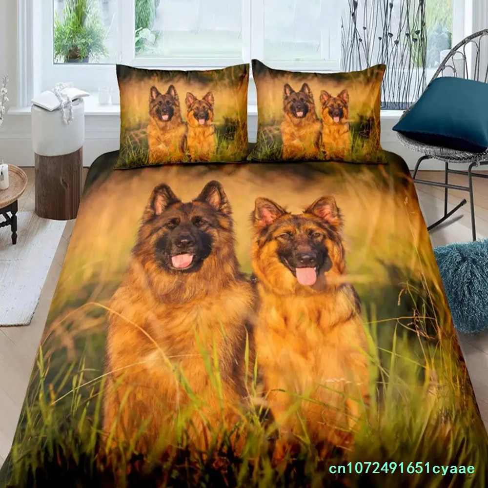German Shepherd Duvet Cover Set 3D German Shepherd Puppy Print Bedding Set For Boys Girls Pet Animal Theme Comforter Cover
