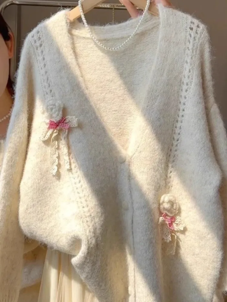 

2025 Cardigans Winter Clothes Woman Pull Femme All-match Loose Simple Style Sweater Comfortable Gentle Temperament Elegant Loose