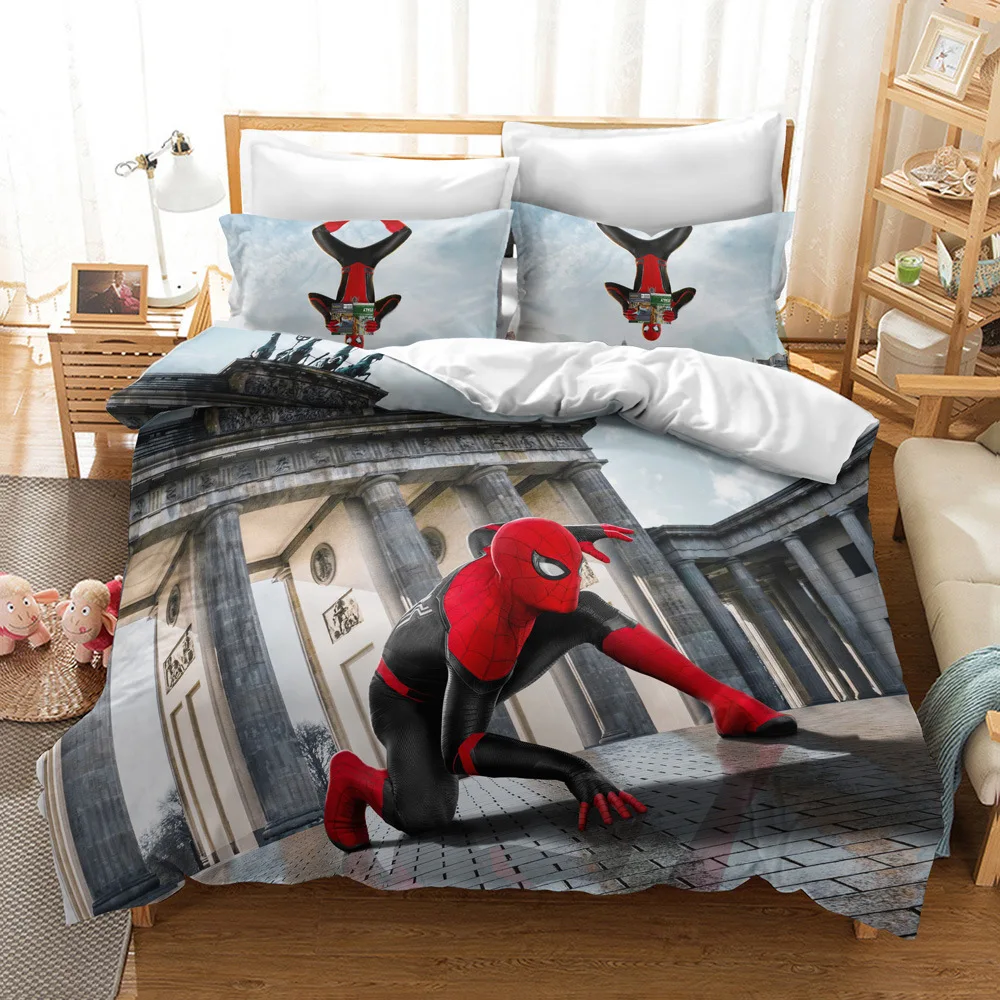 Imagem -02 - Disney-marvel Spiderman Conjunto de Cama para Crianças Capa de Edredão Colchas de Desenhos Animados Tamanho Individual e Duplo Presentes Adolescentes