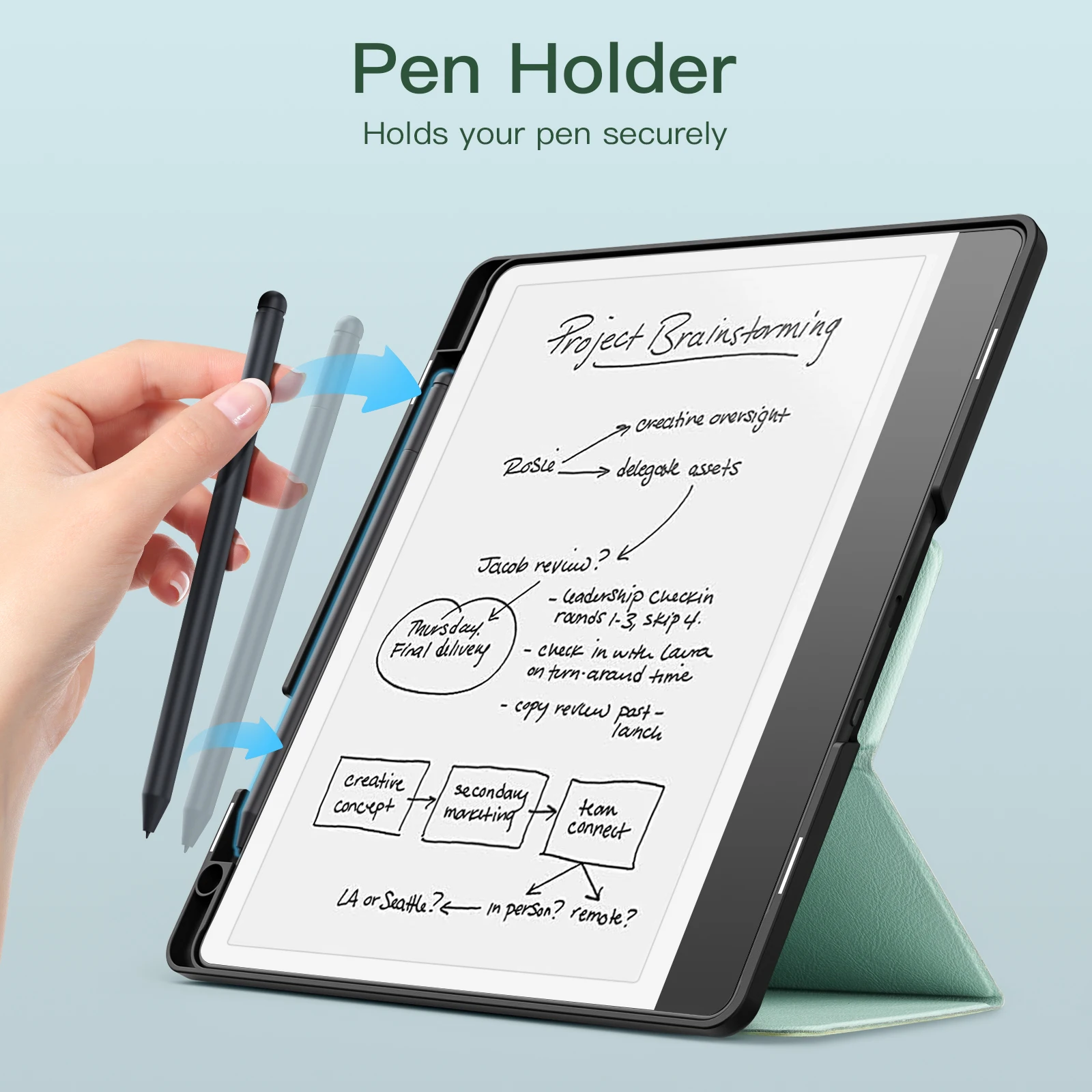 MoKo Stand Case for Kindle Scribe (2024/2022 Released)-Premium Leather Trifold Stand Cover with Pen Holder,Auto Sleep/Wake 10.2