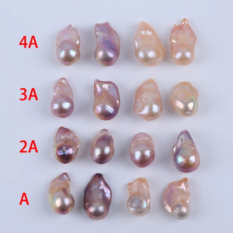 5pcs 13-18mm Natural Pink Purple Real Loose Fireball Freshwater Baroque Pearl Beads