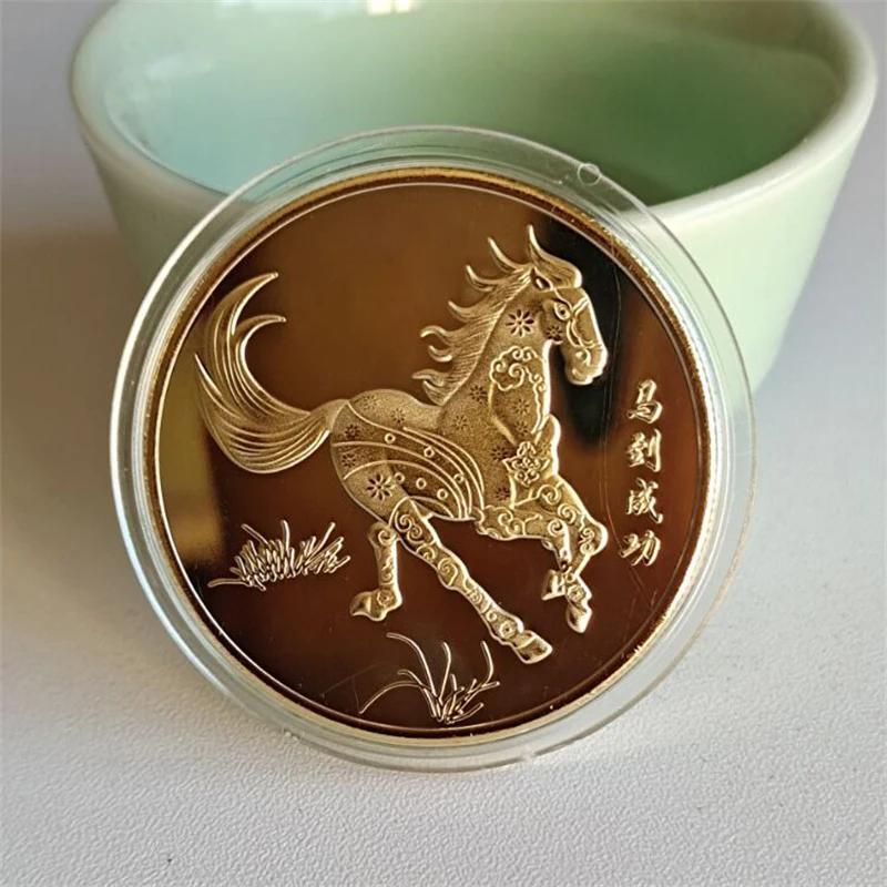 New Collectible Coin Horse for Luck Feng Shui Decoration Lucky Mascot Medal Souvenir Collection Home Decor