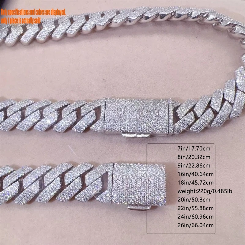 American Miami style 4row full-diamond Cuban chain, 20mm heavy ice diamond style,same accessory as rappers, street fashion style