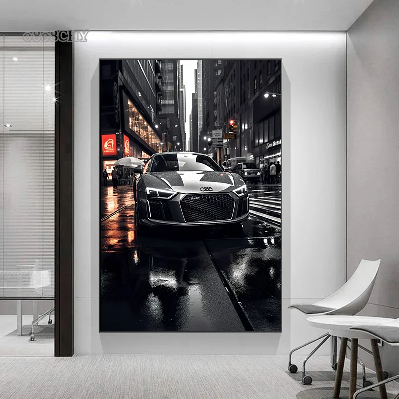 Modern Cool Car Posters and Prints Canvas Painting Supercar Mural Sports Car Wall Art Pictures for 4s Shop Home Aisle Decoration