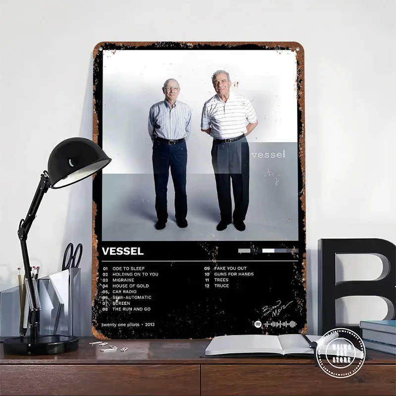Twenty One Pilots - Vessel Album Cover 3D Texture Metal Poster Customized Wall Art Tin Sign Gift for Mancave Home Decor Items