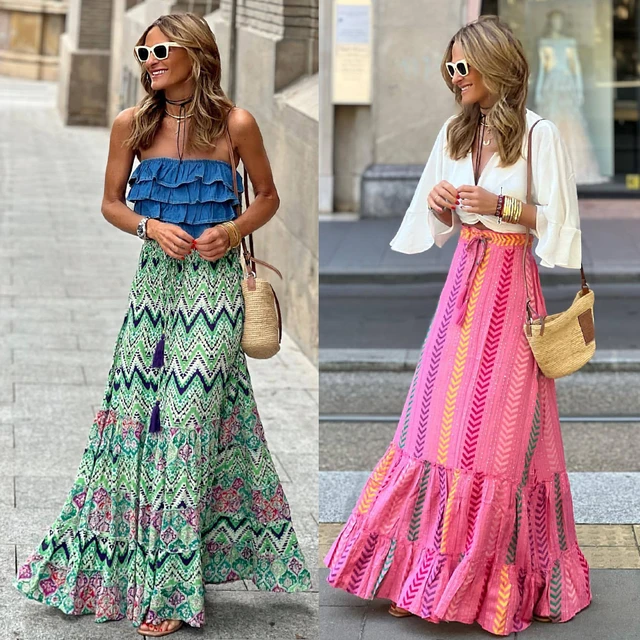 High waisted maxi skirt beach best sale