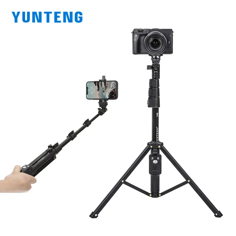 YUNTENG 1388 Universal Camera Tripod Handheld Stand Selfie Stick Tripod for Mirrorless Digital Camera Phone Video Photography