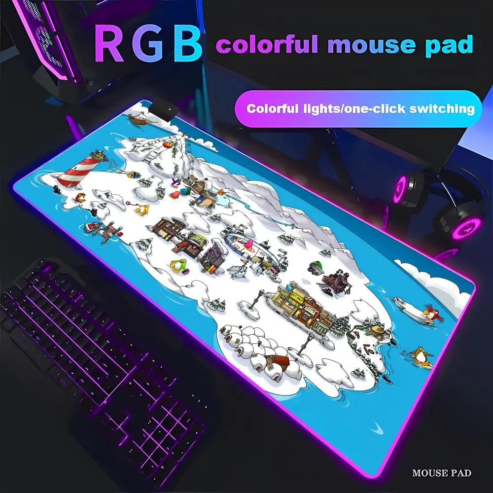 

Club Penguin M Mouse Pad RGB Gaming Mouse Pad HD Gamer Large LED Light XXL MousePads PC Computer pad Non-slip