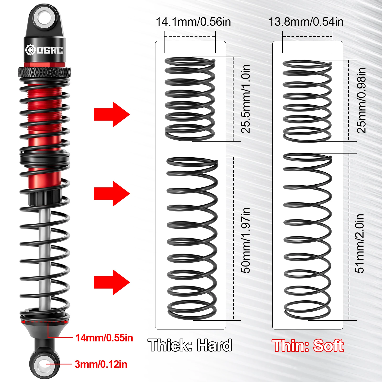 OGRC 1/10 RC Crawler Oil Filled Shock Absorber Damper 85/95/100mm Suspension Upgrade for Traxxas TRX4 Defender Bronco TRX6 Parts view 5