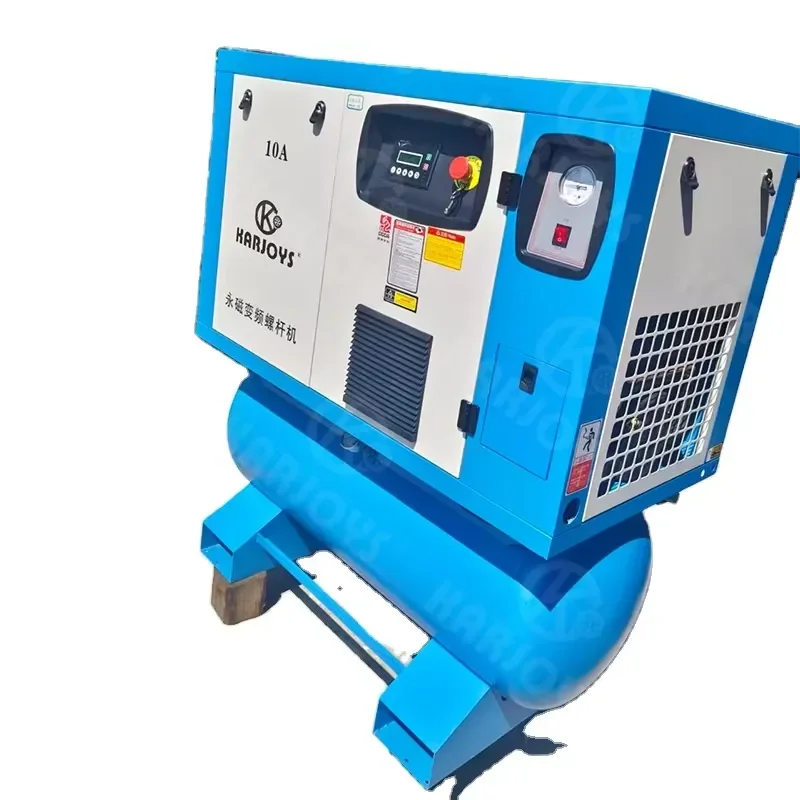 Industrial All-in-One Miniwatt Karjoys KJ-HS10A Screw Air Compressor AC 3PH/380V/50HZ 300L Tank Smart Silent Motor Portable