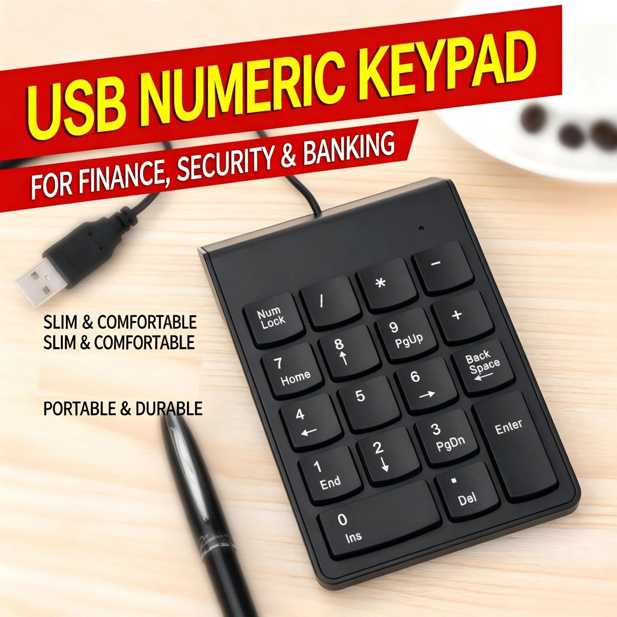 18-Keys Wired/2.4G Wireless Numeric Keyboard Mini Number Portable Office Slient Click Keypad For Study/Work For PC Computer