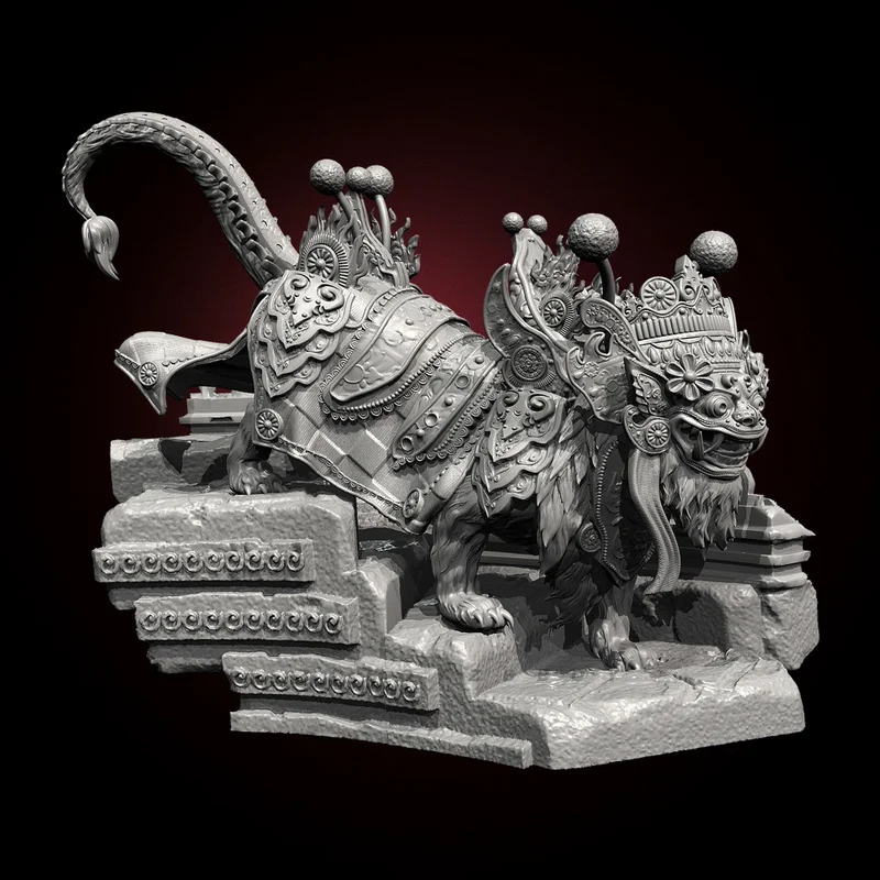 

50mm 75mm 90mm Resin Model Figure Southeast Asian Lion Dance Gk Micro Miniature 3d Printed White Model Toy Unassembled Unpainted