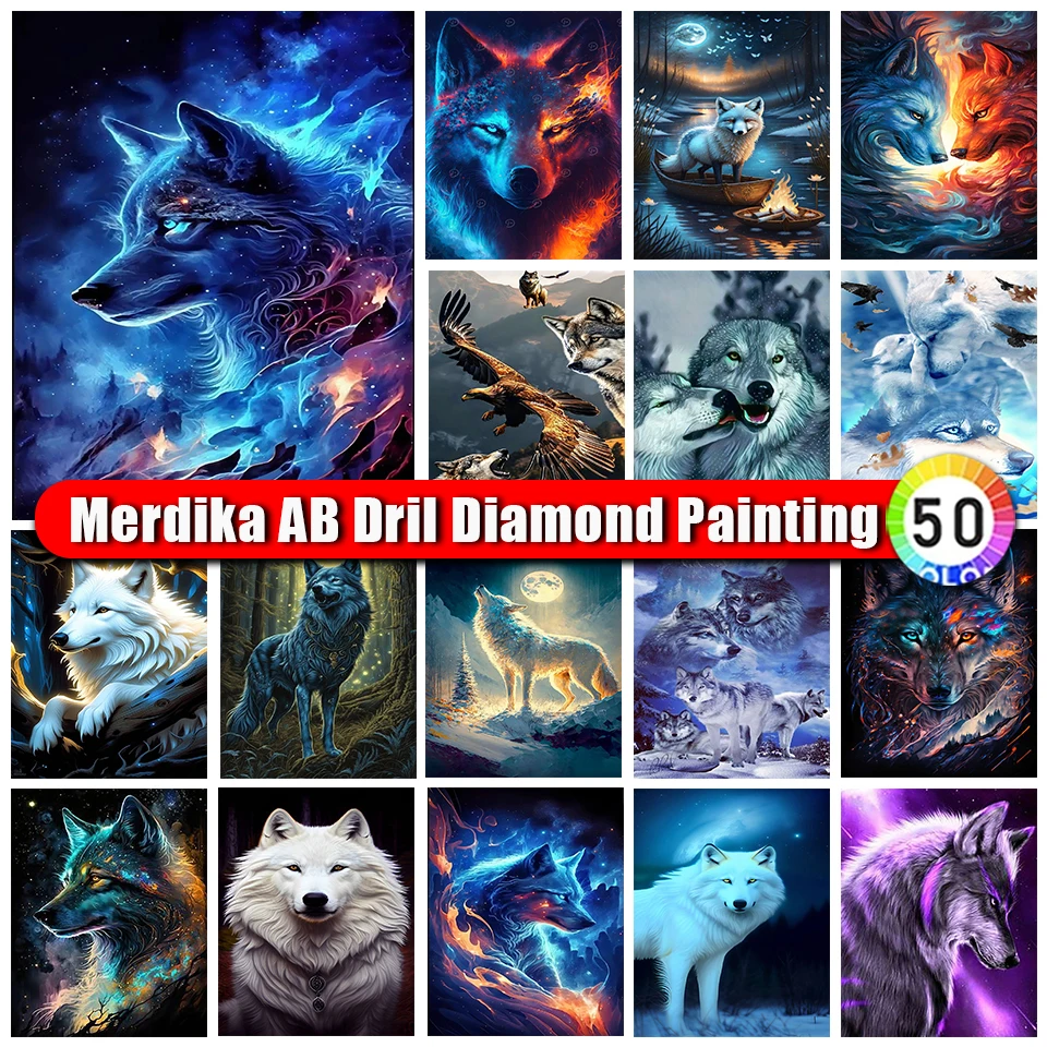 

Merdika AB Diamond Painting Wolf Rhinestones Picture Mosaic Diamond Embroidery Animal 5D DIY 2023 New Set Gifts Home Decor