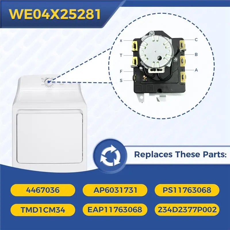 UNCL Dryer Timer Replacement For GE Hotpoint Model Code WE04X25281 Dryer Timer Parts Accessories