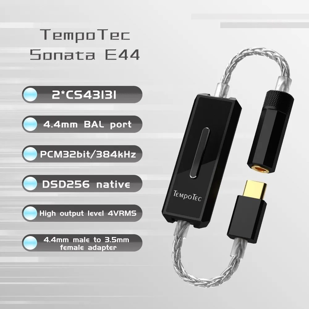 

TempoTec Sonata E44 Headphone Amplifier Dual CS43131 USB Type C To 4.4MM Balance DAC AMP DSD256(Native) For Android Phone PC MAC