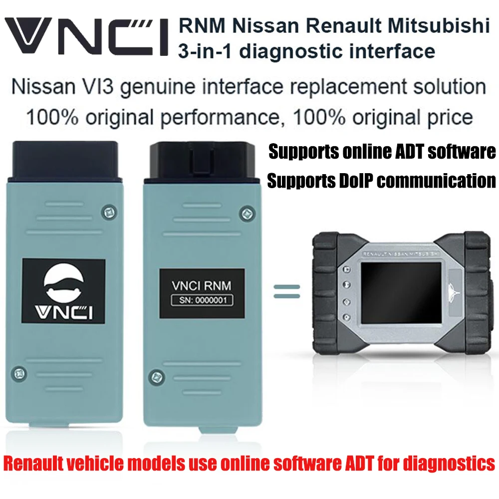 VNCI RNM for Nissan/Renault/Mitsubishi 3-in-1 Diagnostic Interface Support DoIP and CANFD Communication,OEM Software Driver