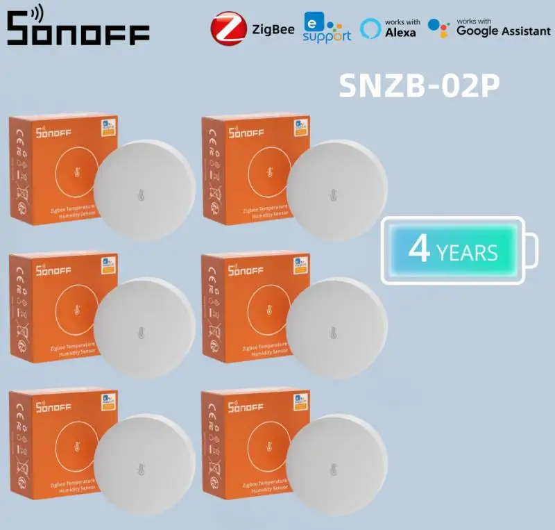 

SONOFF SNZB-02P Датчик температуры и влажности Zigbee Высокоточное оповещение Умная сцена через eWeLink Работа с Alexa Google Home