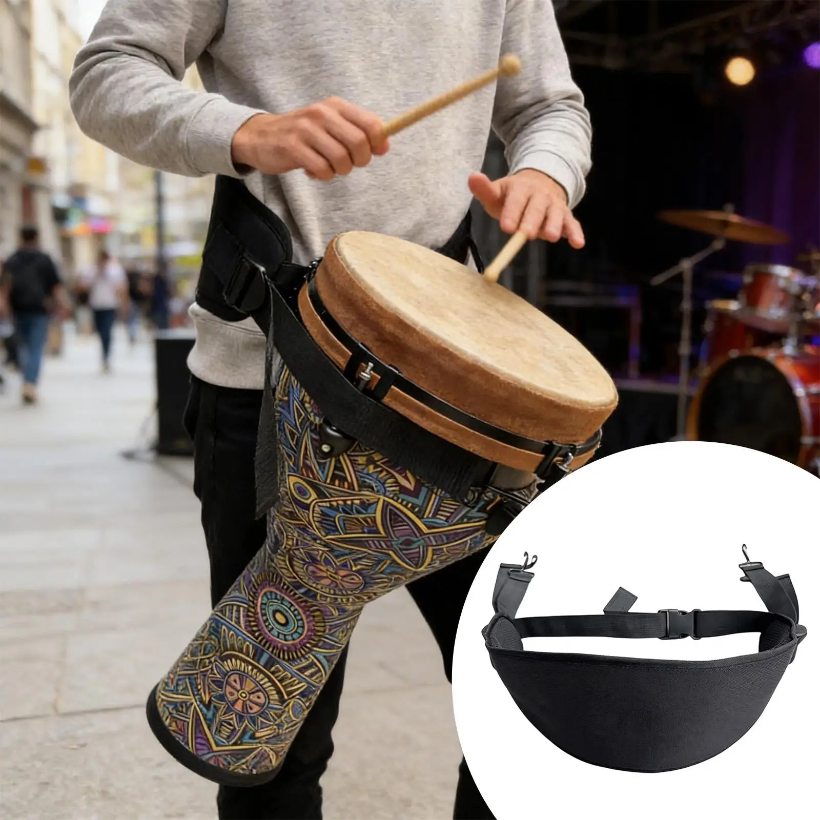 Cinto de Djembe para Tambor de Mão: Peça de Reposição Prática para Instrumentos Musicais, Acessório Portátil Ajustável para Tambor Africano