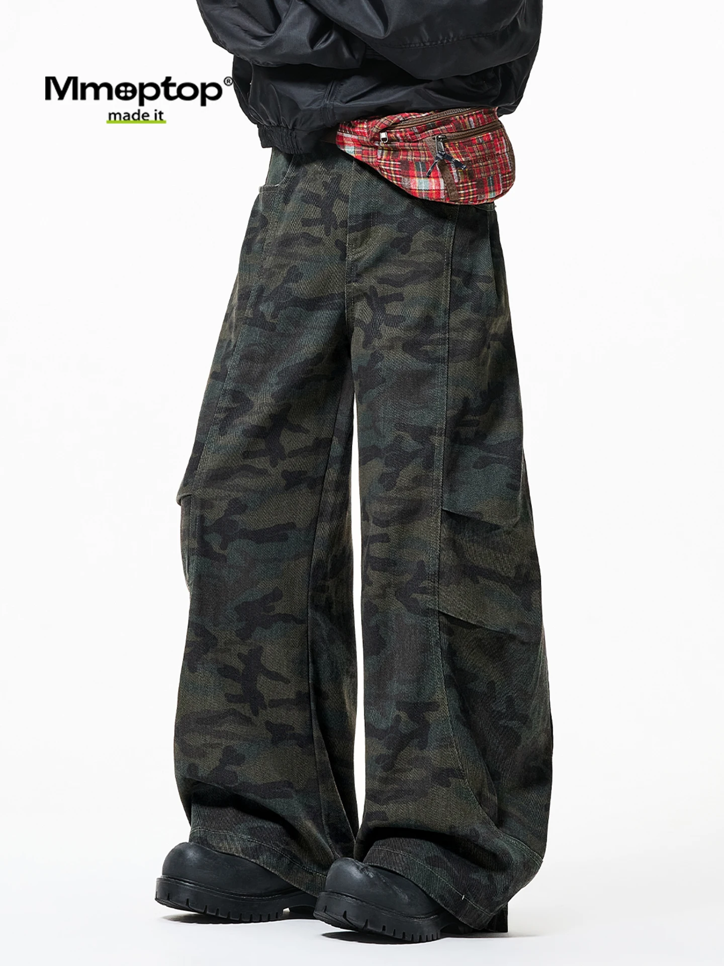 

Мужские камуфляжные рабочие брюки в американском уличном стиле, свободные, широкие, повседневные, с карманами, средней посадкой, на молнии