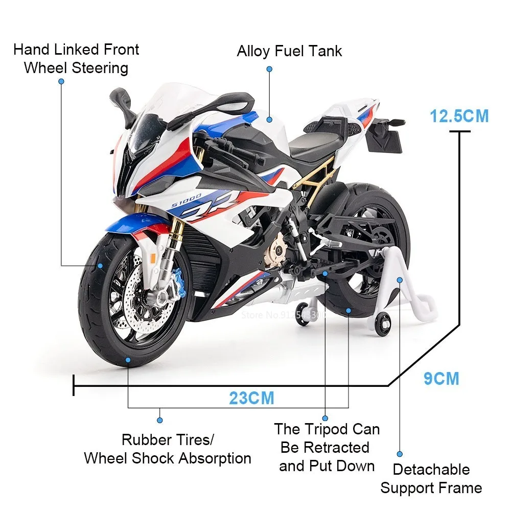 مقياس 1:9 S1000RR هوندا CBR1000 نموذج دراجة نارية لعبة الربط التوجيه قابل للسحب محرك ثلاثي القوائم نماذج هدايا للأطفال