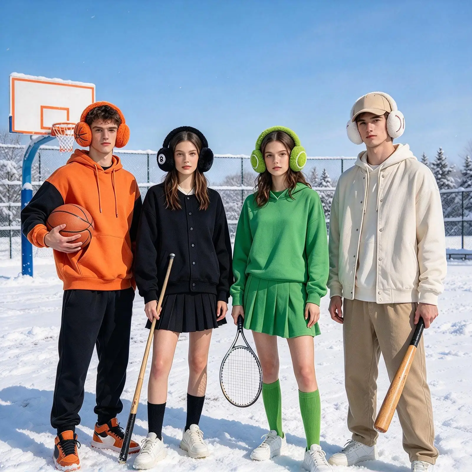 Ear Warmer Foldable Warm Fuzzy Sports Ball Winter Gear Novelty Baseball Ear Covers For Outdoor Skiing Skating Snowboarding
