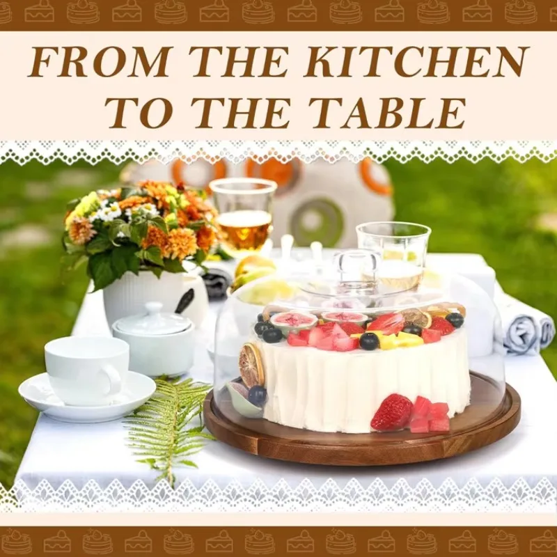 Wedding Decoration Rotary Cupcake Display 12-inch Rotary Cake Rack with Dome Top Cover