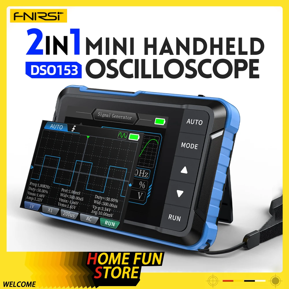 FNIRSI DSO153 Digital Portable Oscilloscope Signal Generator 2in1 1MHz Bandwidth 5MSa/s Sampling Rate Electronics Repair Tools